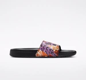 Converse All Star Slide Tropical Florals Sandals Black / Deep Yellow / Pink | CV-340DFP