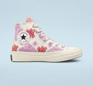 Converse Chuck 70 Bright Embroidery High Tops Shoes Pink / Red | CV-104CFX