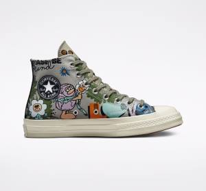 Converse Chuck 70 Floral High Tops Shoes Olive / Multicolor | CV-839FPT