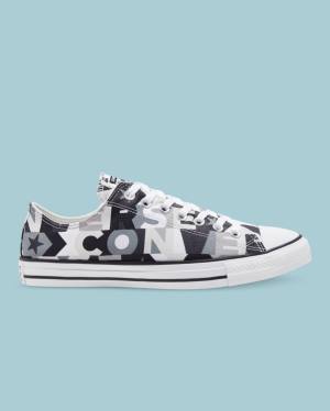 Converse Chuck Taylor All Star Logo Print Low Tops Shoes Black | CV-437SMH