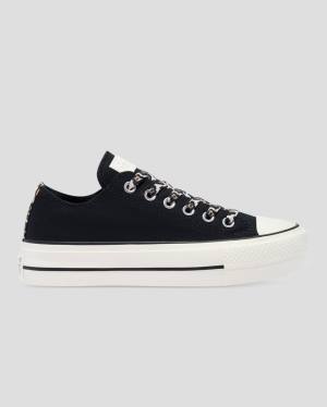 Converse Chuck Taylor Lift Archive Print Platform Low Tops Shoes Black | CV-945HFK