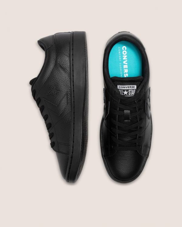 Converse All Court Leather Low Tops Shoes Black | CV-519GUD