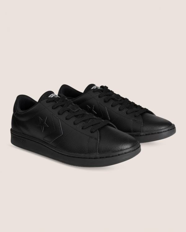 Converse All Court Leather Low Tops Shoes Black | CV-847KCT