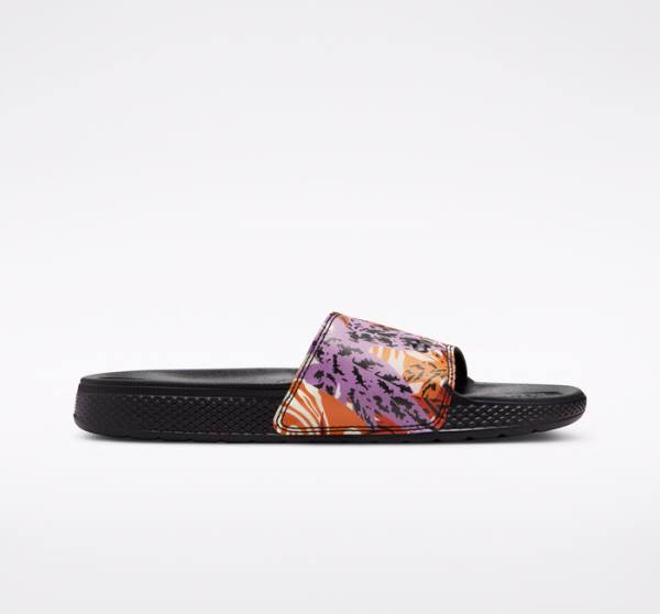 Converse All Star Slide Tropical Florals Sandals Black / Deep Yellow / Pink | CV-810PVB