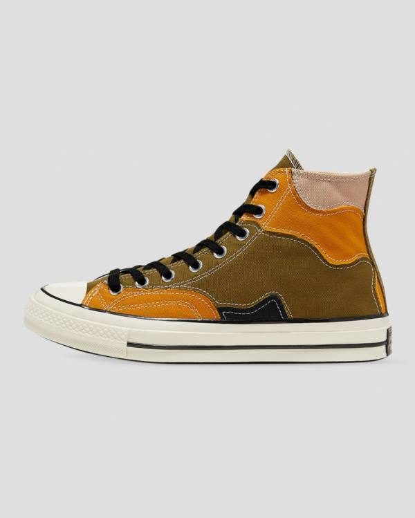 Converse Chuck 70 Archive Camo Overlay High Tops Shoes Olive Orange | CV-109GOK