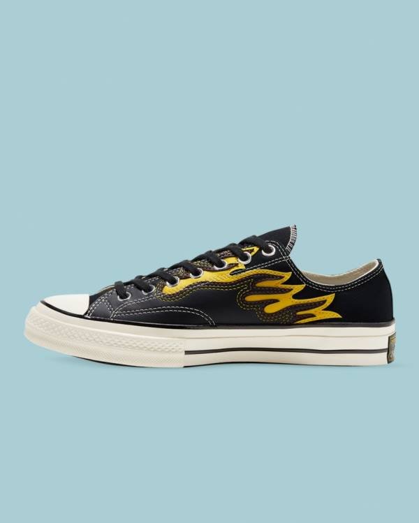 Converse Chuck 70 Archive Flame Overlay Low Tops Shoes Black | CV-201RTP