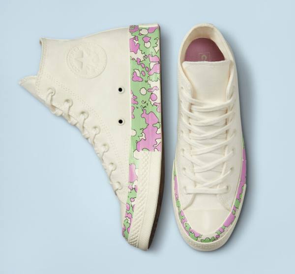 Converse Chuck 70 Crafted Florals High Tops Shoes Pink / Light Green | CV-052DEN