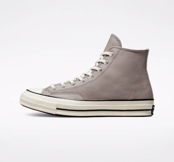 Converse Chuck 70 Crafted Leather High Tops Shoes Grey / Black | CV-142XOQ