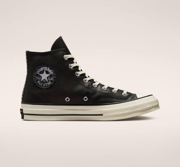 Converse Chuck 70 Crafted Leather High Tops Shoes Black | CV-291JWF