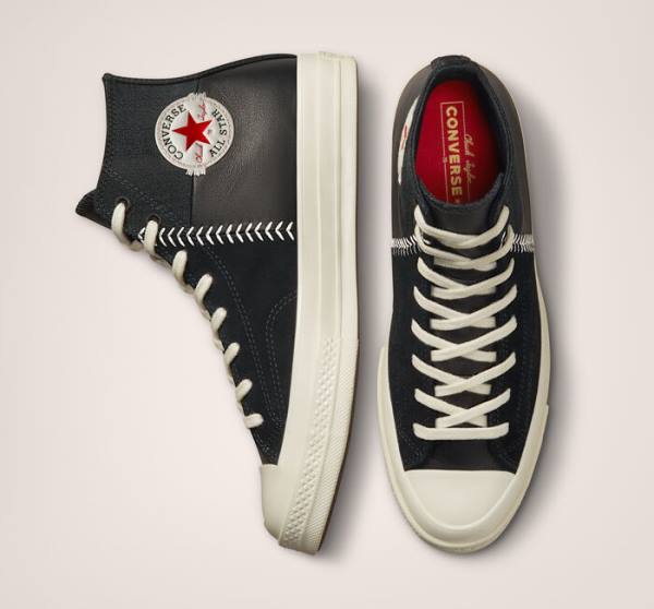 Converse Chuck 70 Crafted Leather High Tops Shoes Black / Red | CV-327XNK