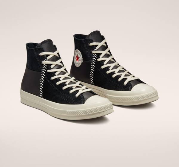 Converse Chuck 70 Crafted Leather High Tops Shoes Black / Red | CV-327XNK