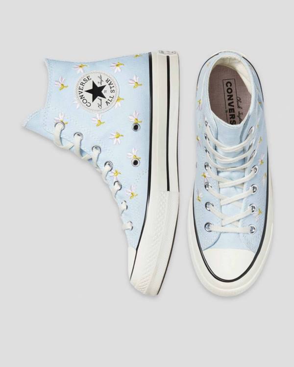 Converse Chuck 70 Embroidered Garden Party High Tops Shoes Blue | CV-094VIY