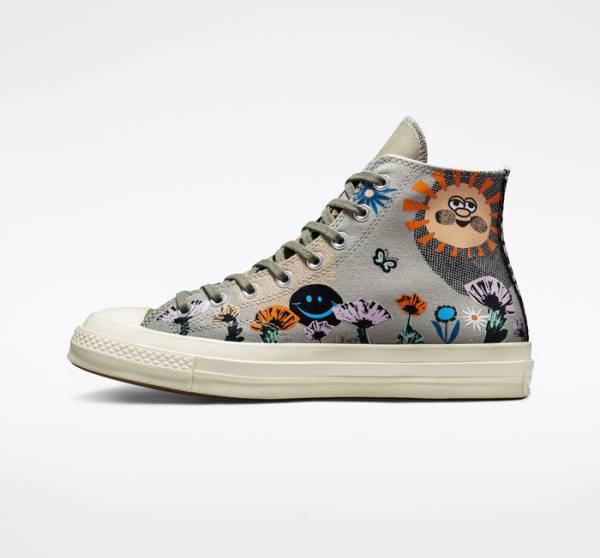 Converse Chuck 70 Floral High Tops Shoes Olive / Multicolor | CV-081RWD