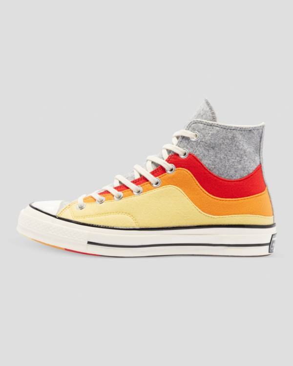 Converse Chuck 70 Nor'Easter Felted Layered High Tops Shoes Grey Red Yellow | CV-615TUY