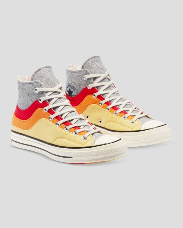 Converse Chuck 70 Nor'Easter Felted Layered High Tops Shoes Grey Red Yellow | CV-941OGZ