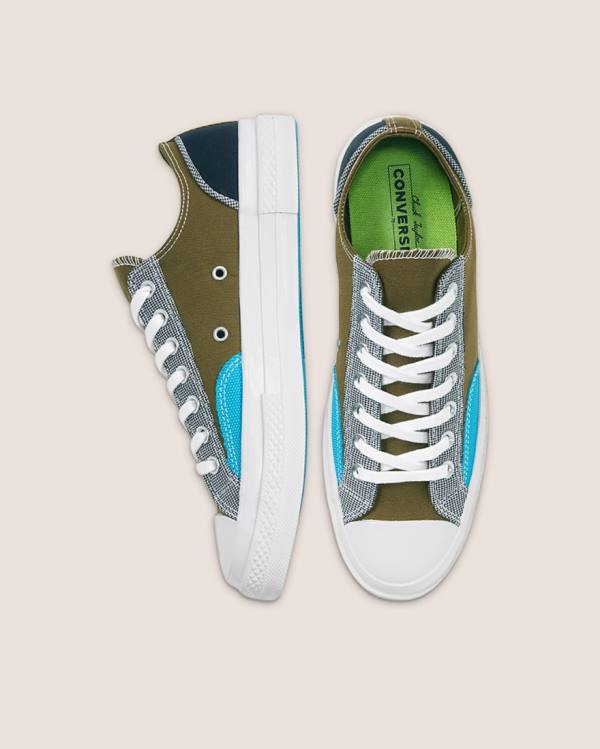 Converse Chuck 70 Patchwork Low Tops Shoes Olive Blue | CV-794JHK