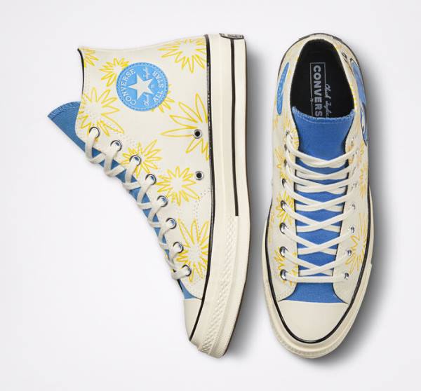 Converse Chuck 70 Sunny Floral High Tops Shoes Blue | CV-591RKZ