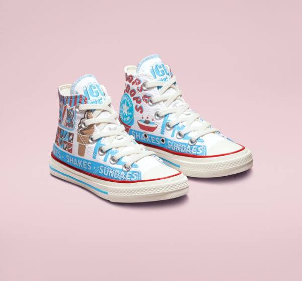 Converse Chuck 70 Sweet Scoops High Tops Shoes White / Blue / Red | CV-498HVP