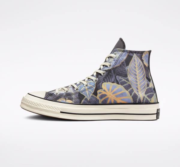 Converse Chuck 70 Tropical Leaf High Tops Shoes Black | CV-639HZD