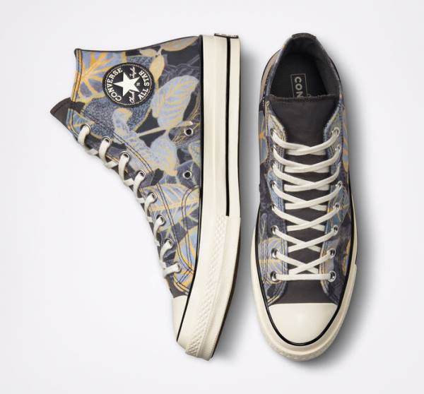 Converse Chuck 70 Tropical Leaf High Tops Shoes Black | CV-639HZD