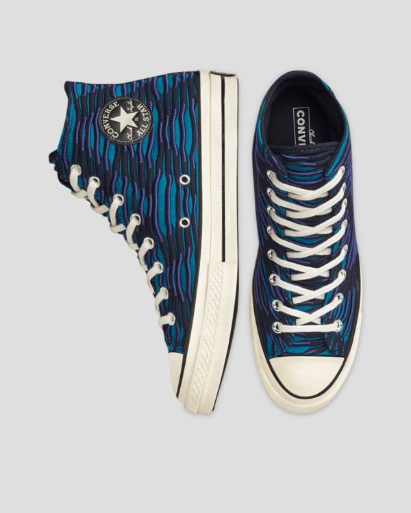 Converse Chuck 70 Wavy Knit High Tops Shoes Blue | CV-047ZSH