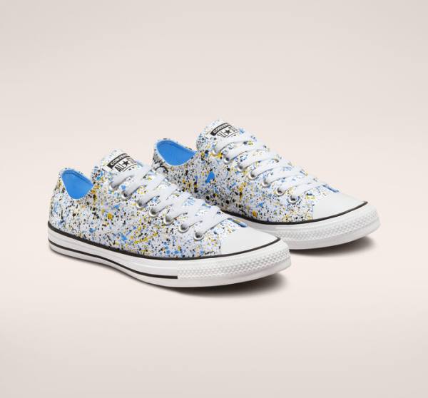 Converse Chuck Taylor All Star Archive Paint Splatter Low Tops Shoes White / Blue | CV-048QJV