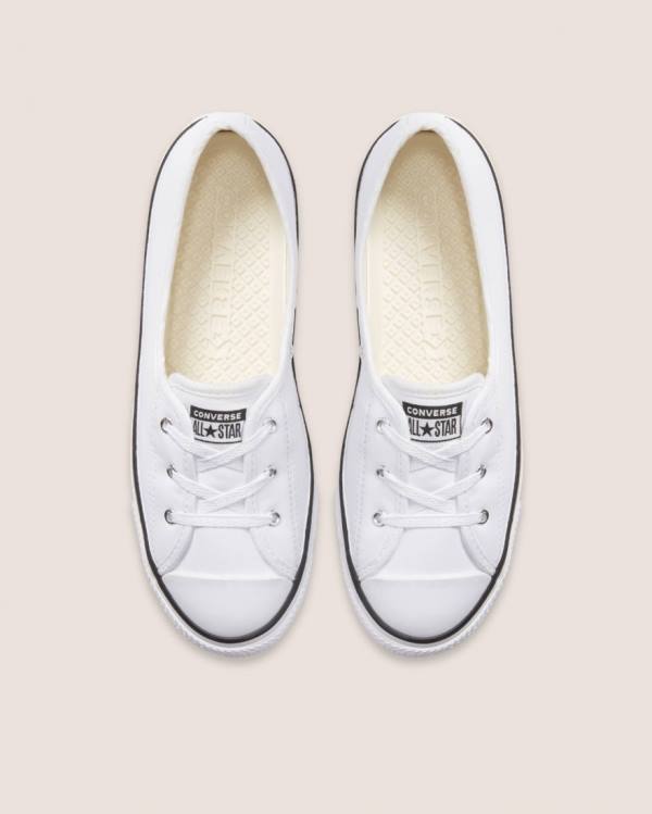 Converse Chuck Taylor All Star Ballet Lace Faux Leather Slip Low Tops Shoes White | CV-431UNT