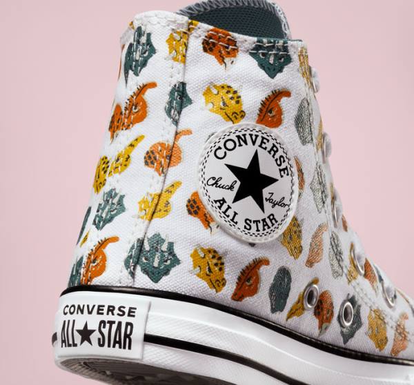 Converse Chuck Taylor All Star Dino Daze High Tops Shoes White / Deep Green / Black | CV-745CLW