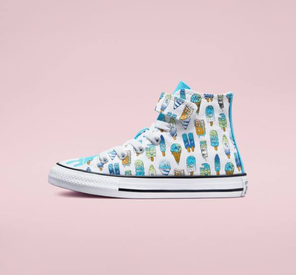 Converse Chuck Taylor All Star Easy-On Frozen Treats High Tops Shoes White / Blue / Light Green | CV-254YGZ