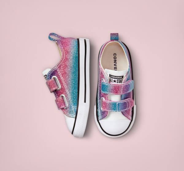 Converse Chuck Taylor All Star Easy-On Glitter Drip Low Tops Shoes White / Beige White / Purple | CV-860AGW