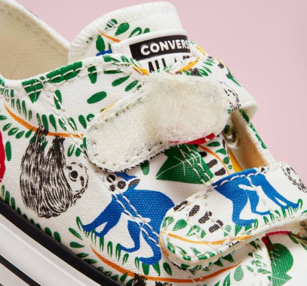 Converse Chuck Taylor All Star Easy-On Multicolored Animals Low Tops Shoes White / Multicolor / Black | CV-086LFR