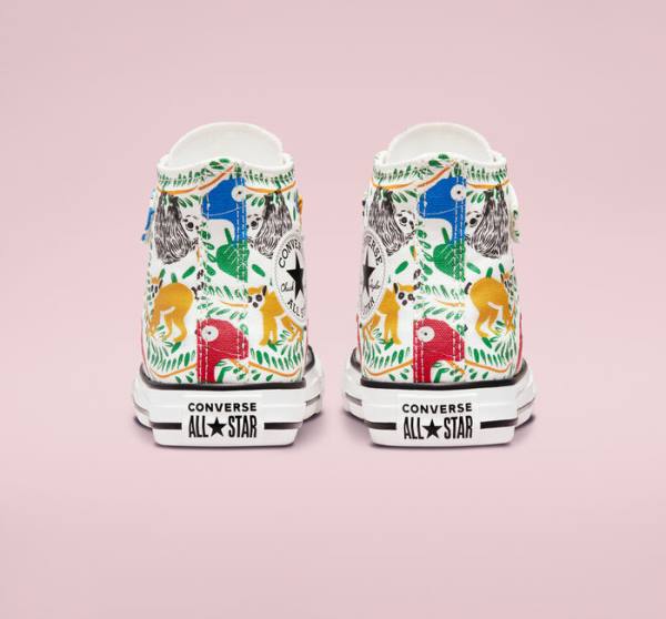 Converse Chuck Taylor All Star Easy-On Multicolored Animals High Tops Shoes White / Multicolor / Black | CV-827IST