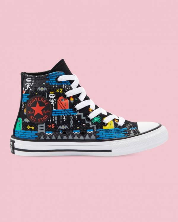 Converse Chuck Taylor All Star Gamer Print High Tops Shoes Black | CV-063THB