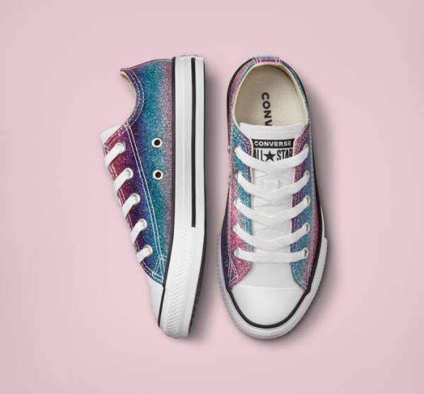 Converse Chuck Taylor All Star Glitter Drip Low Tops Shoes White / Beige White / Purple | CV-583UBG