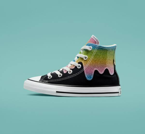 Converse Chuck Taylor All Star Glitter Drip High Tops Shoes Black / Beige White / Pink | CV-860IOL