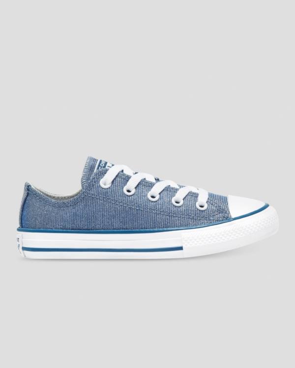 Converse Chuck Taylor All Star Glitter Textile Low Tops Shoes Blue | CV-795VXM