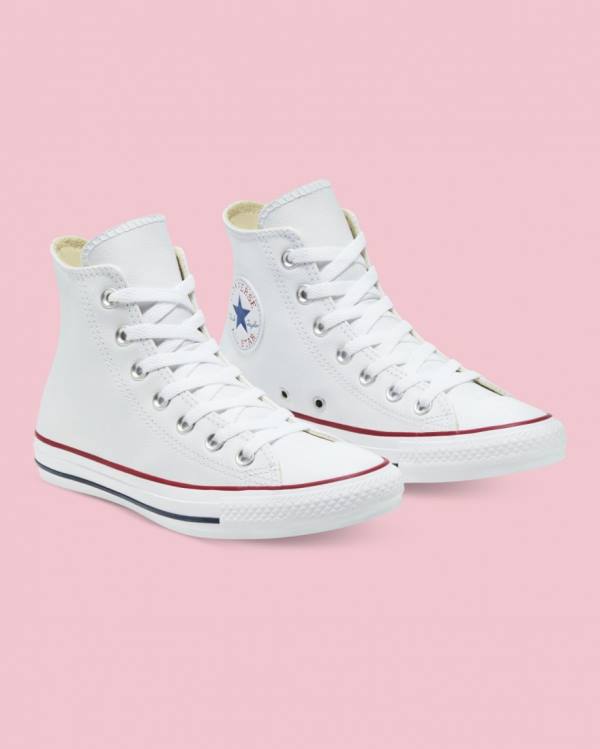 Converse Chuck Taylor All Star Leather High Tops Shoes White | CV-126FIT