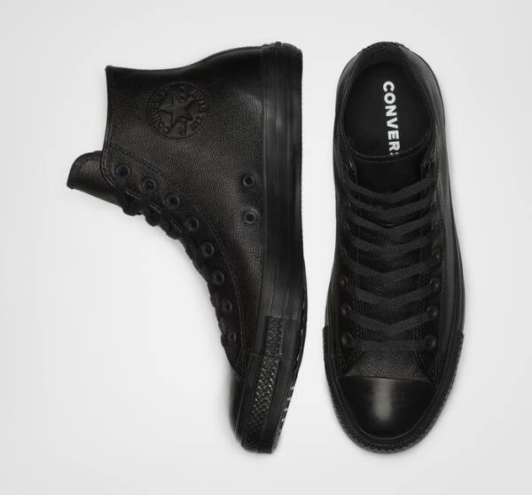 Converse Chuck Taylor All Star Leather High Tops Shoes Black | CV-691HMJ