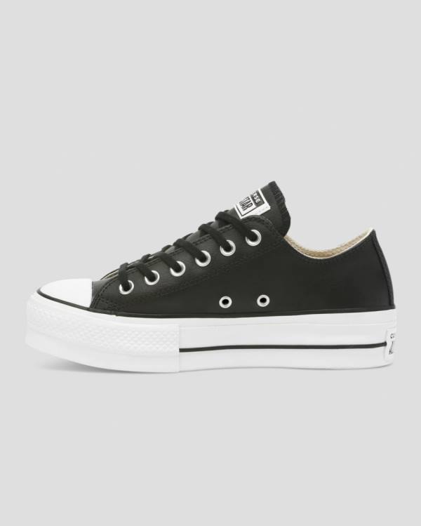 Converse Chuck Taylor All Star Lift Clean Leather Low Tops Shoes Black | CV-625TOL