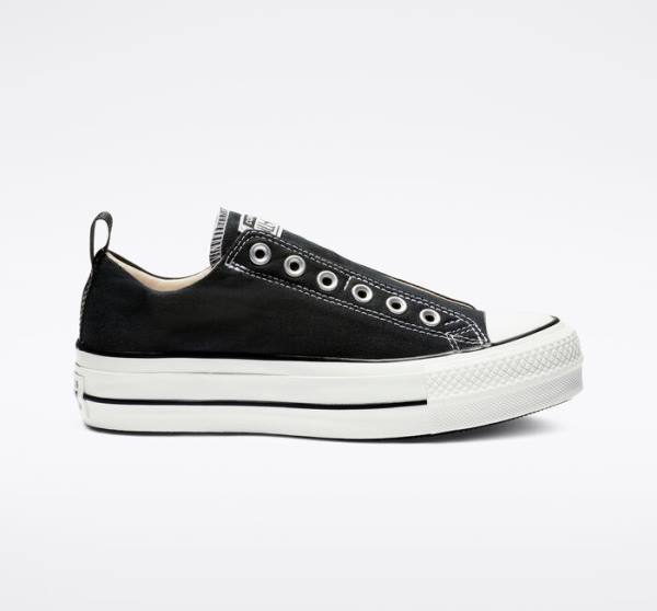 Converse Chuck Taylor All Star Lift Platform Slip Low Tops Shoes Black / White | CV-480JFU