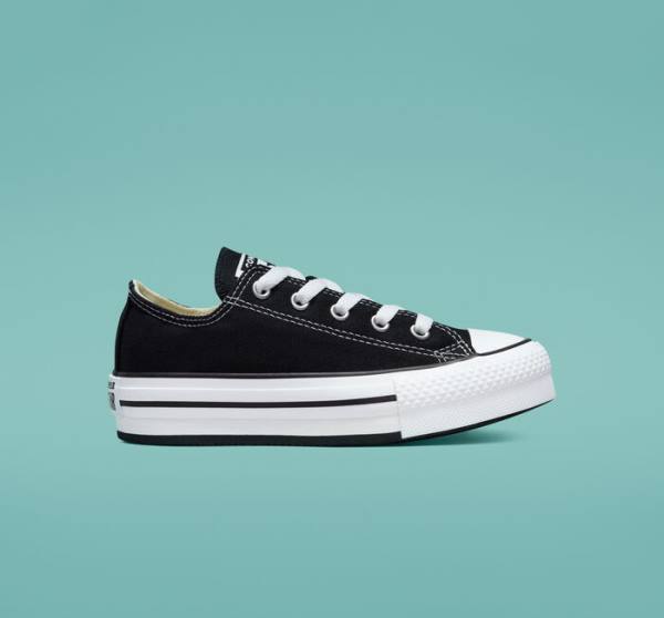 Converse Chuck Taylor All Star Lift Platform Low Tops Shoes Black / White | CV-489WTB