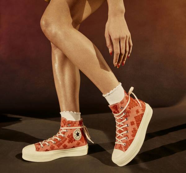 Converse Chuck Taylor All Star Lift Platform Tonal Embroidery High Tops Shoes Orange | CV-572BHL