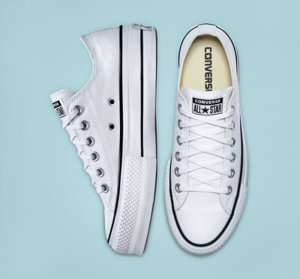 Converse Chuck Taylor All Star Lift Platform Canvas Low Tops Shoes White / Black / White | CV-832VSD