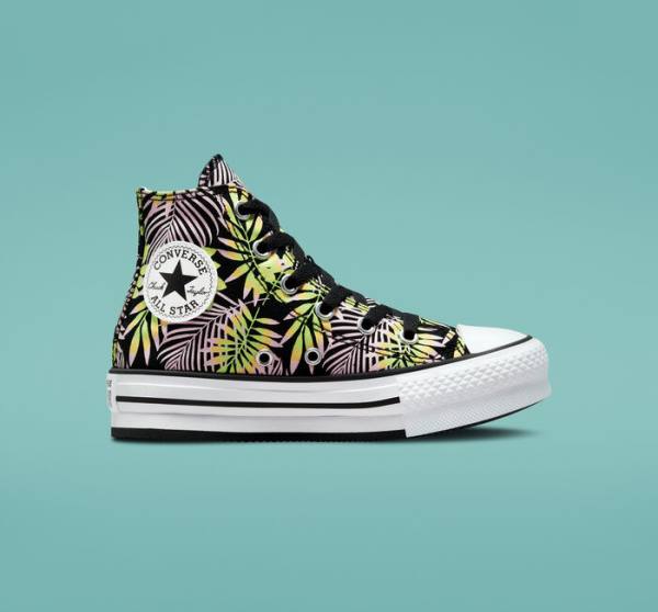 Converse Chuck Taylor All Star Lift Platform Bright Plants High Tops Shoes Black / Pink / Light Green | CV-975NDR