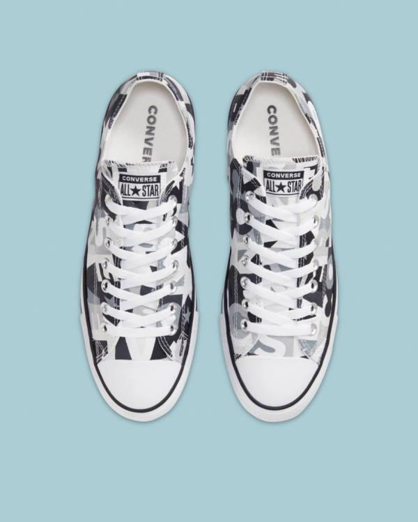 Converse Chuck Taylor All Star Logo Print Low Tops Shoes Black | CV-297EGQ