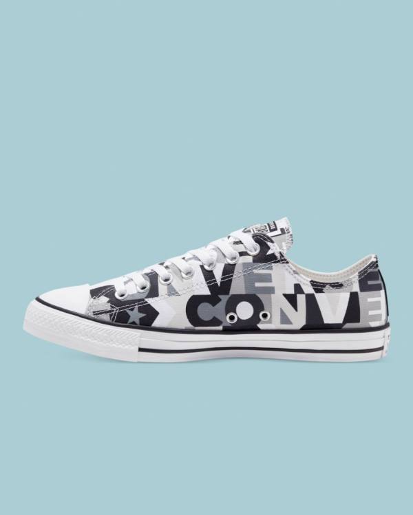 Converse Chuck Taylor All Star Logo Print Low Tops Shoes Black | CV-437SMH