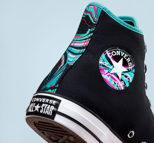 Converse Chuck Taylor All Star Marbled High Tops Shoes Black / Multicolor / White | CV-157QKF