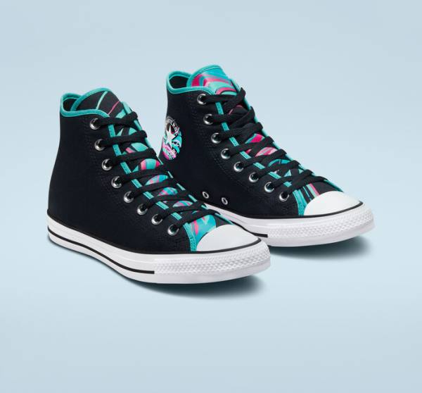 Converse Chuck Taylor All Star Marbled High Tops Shoes Black / Multicolor / White | CV-157QKF