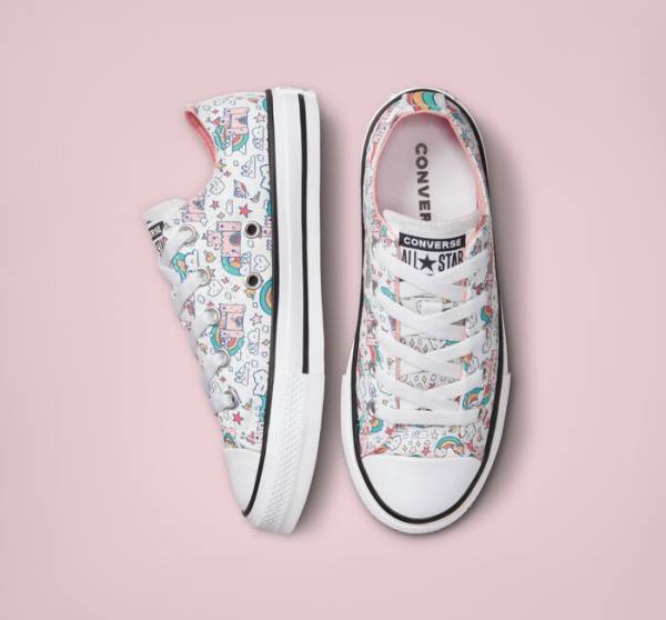 Converse Chuck Taylor All Star Rainbow Castles Low Tops Shoes White / Pink / Turquoise | CV-958EKR