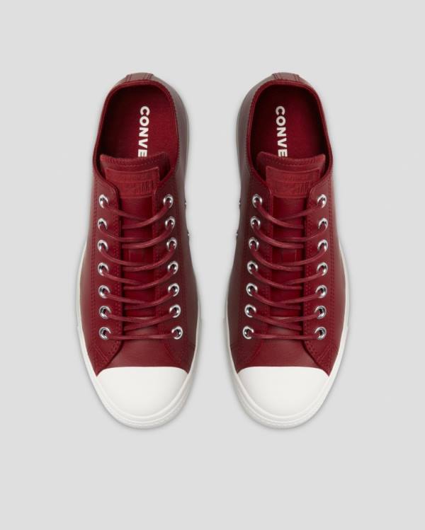 Converse Chuck Taylor All Star Seasonal Leather Low Tops Shoes Burgundy | CV-672KPM